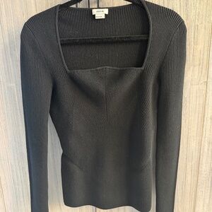 Jason Wu LONG SLEEVE RIB KNIT CURVED NECKLINE